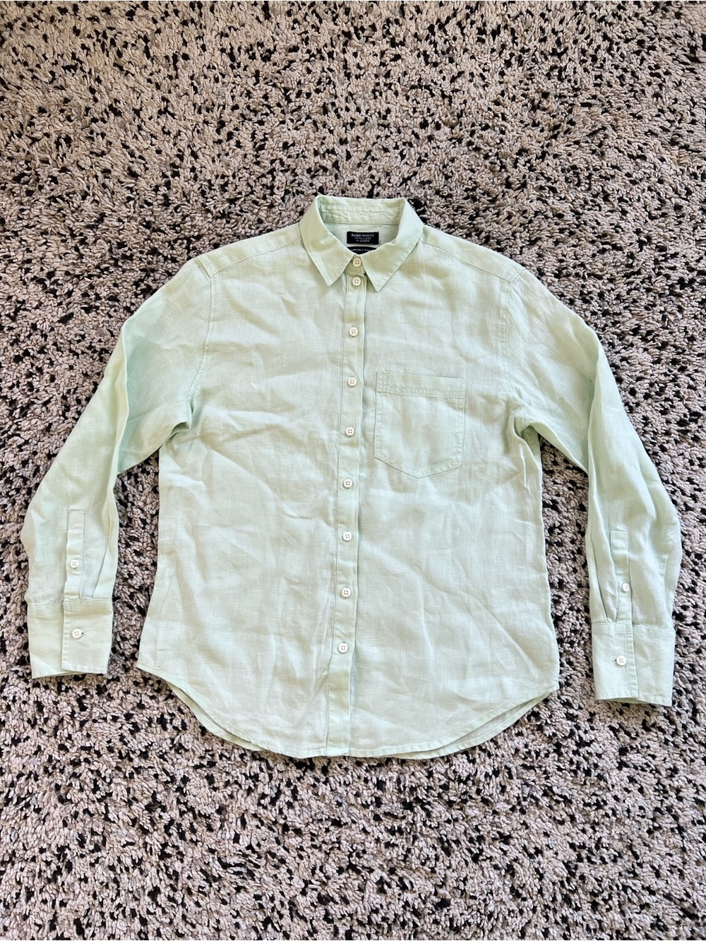 J. Crew Baird McNutt Irish Linen Garcon Classic Shirt Green Relaxed Womenโs 0